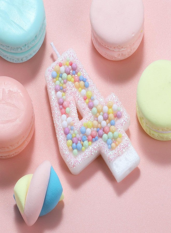 IDIJOLI Pastel Macaron 4th Birthday Candle Sweet Pink Number 4 Candle Cake Topper Cupcake Decorations for Girls and Women Party Decor Anniversary Celebrations Supplies - Image 2