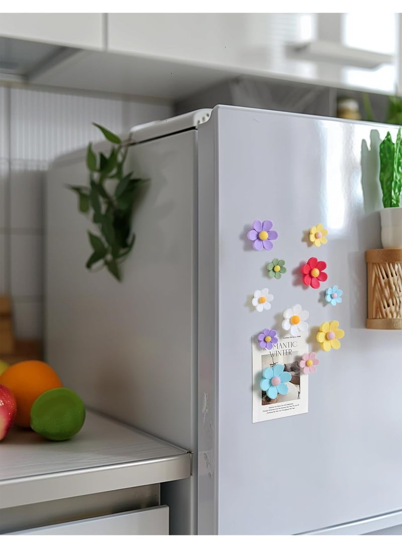 منزل الغابة مغناطيسات ثلاجة Mymazn مغناطيسات ثلاجة لطيفة مغناطيسات زخرفية ملونة مغناطيس زهرة ثلاثية الأبعاد مضحكة للمكتب والمطبخ والخزانة 14 قطعة (7 صغيرة و7 كبيرة) - Image 3