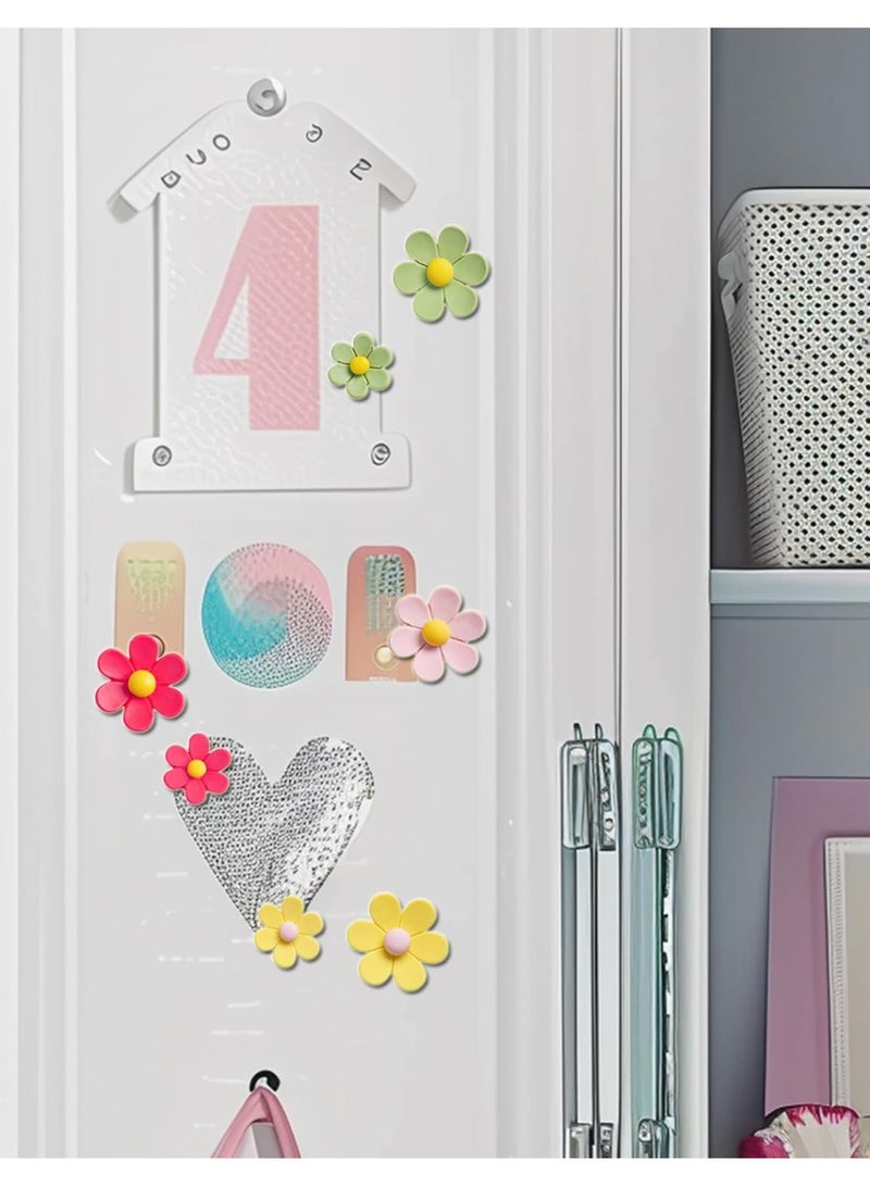 منزل الغابة مغناطيسات ثلاجة Mymazn مغناطيسات ثلاجة لطيفة مغناطيسات زخرفية ملونة مغناطيس زهرة ثلاثية الأبعاد مضحكة للمكتب والمطبخ والخزانة 14 قطعة (7 صغيرة و7 كبيرة) - Image 4