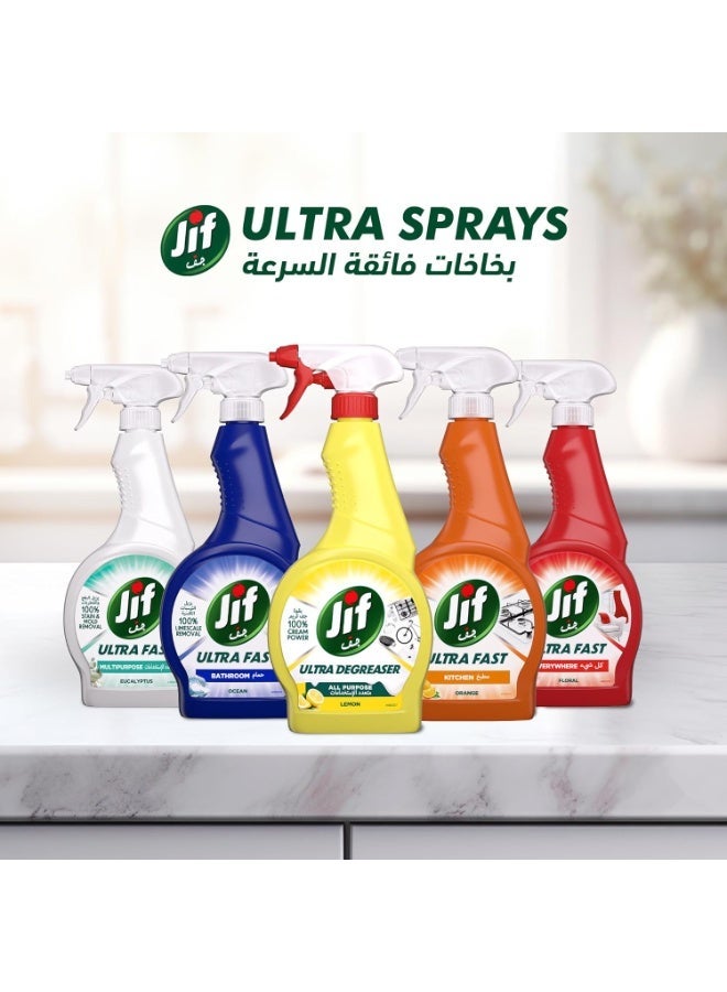 Jif All Purpose, Ultra Degreaser Spray, Lemon, 100% cream power, 470ml - Image 2