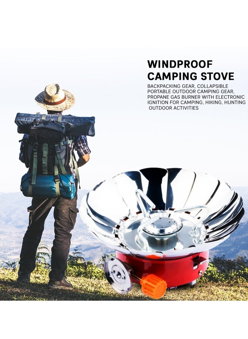 R.VIHAN Windproof Camping Stove Portable Butane Stove Portable Hiking Stove Mini Outdoor Gas Stove Lotus Stove Head Portable Steel Folding Camping Stove with Manual Ignition 2800W  - Image 5