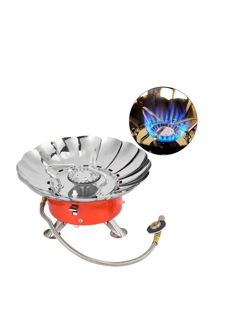 R.VIHAN Windproof Camping Stove Portable Butane Stove Portable Hiking Stove Mini Outdoor Gas Stove Lotus Stove Head Portable Steel Folding Camping Stove with Manual Ignition 2800W  - Image 4