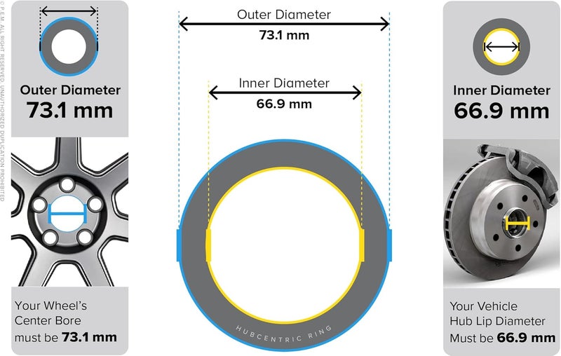 StanceMagic Hubcentric Rings (Pack of 4) - 66.9mm ID to 73.1mm OD - Silver Aluminum Hubrings - Compatible with Cadillac Chevrolet GMC Buick with 66.9mm Vehicle Hubs and 73.1mm Wheel Centerbore - Image 3