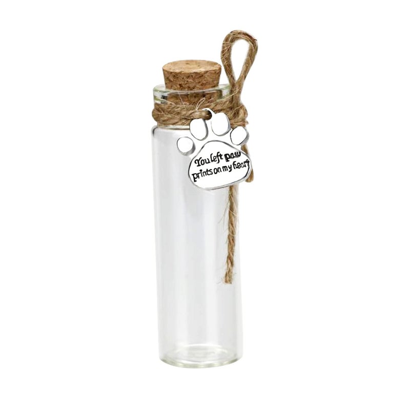 Pet Hair Memorial BottleGlass Vial for Ashes Or Hair Dog Or Cat Keepsake Pet Loss Gift Bottle
