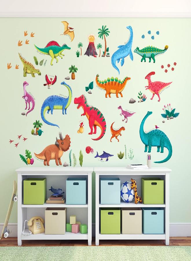 Decowall DECOWALL DS9-2115 Large Dinosaur Wall Decals Dino Stickers for Kids Boys Baby Nursery Bedroom Living Room Classroom Playroom Home Decor Art Decoration - Image 1