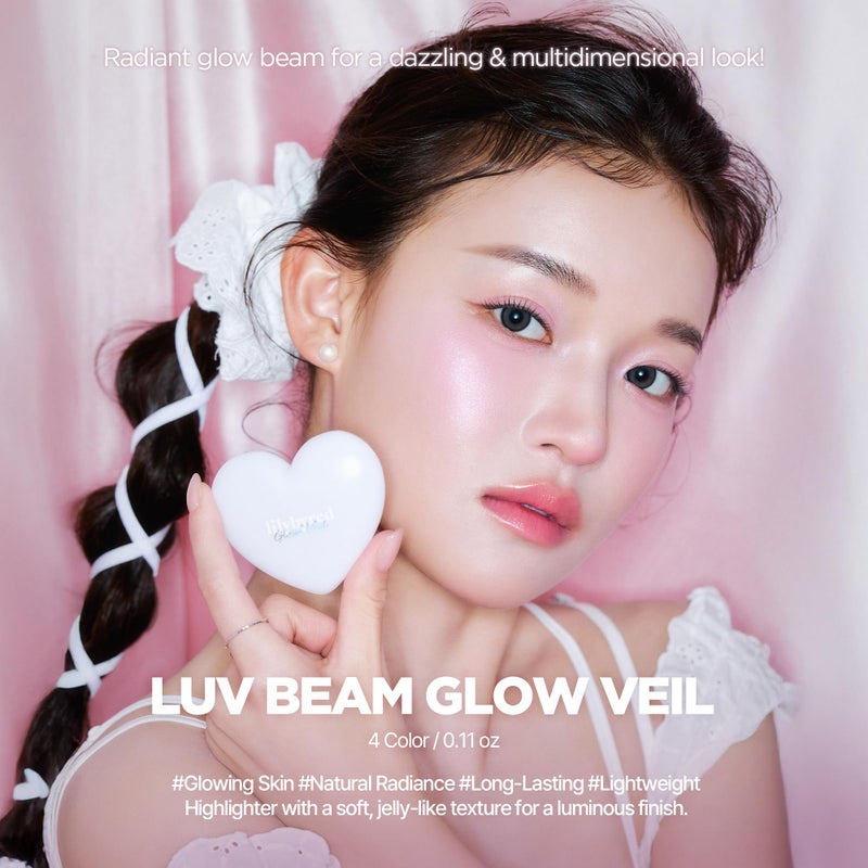 lilybyred Luv Beam Glow Veil | Korean Heart-Shaped Highlighter, Illuminating Shimmer, Radiant Glow, Silky Powder Texture, Buildable & Blendable, Lightweight & Long-Lasting, 0.11 oz. (04 Sun Beam) - Image 2