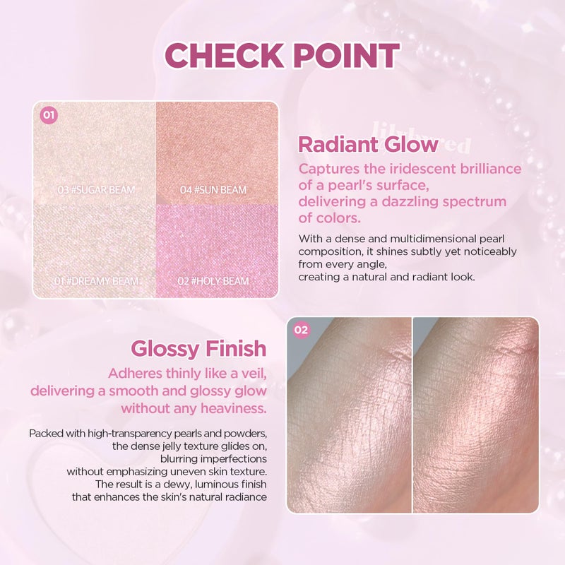 lilybyred Luv Beam Glow Veil | Korean Heart-Shaped Highlighter, Illuminating Shimmer, Radiant Glow, Silky Powder Texture, Buildable & Blendable, Lightweight & Long-Lasting, 0.11 oz. (04 Sun Beam) - Image 3