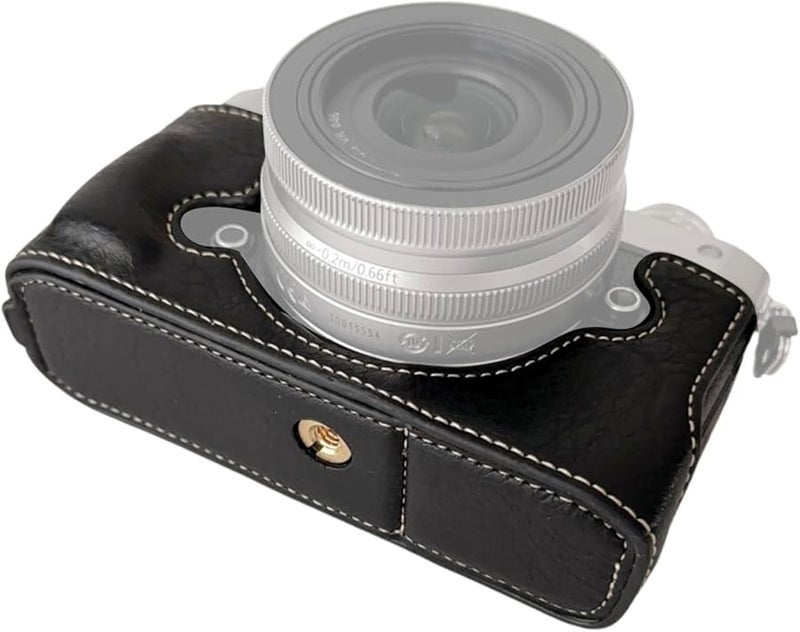 Retro Leather Camera Protective Case with Shoulder Strap for Nikon Z fc Black - Image 2