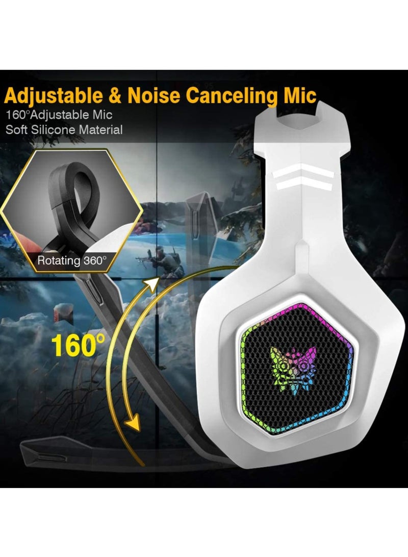 أونيكوما سماعة الألعاب السلكية K10 RGB مع ميكروفون أبيض - Image 3