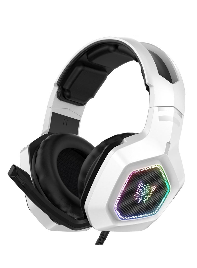 أونيكوما سماعة الألعاب السلكية K10 RGB مع ميكروفون أبيض - Image 1