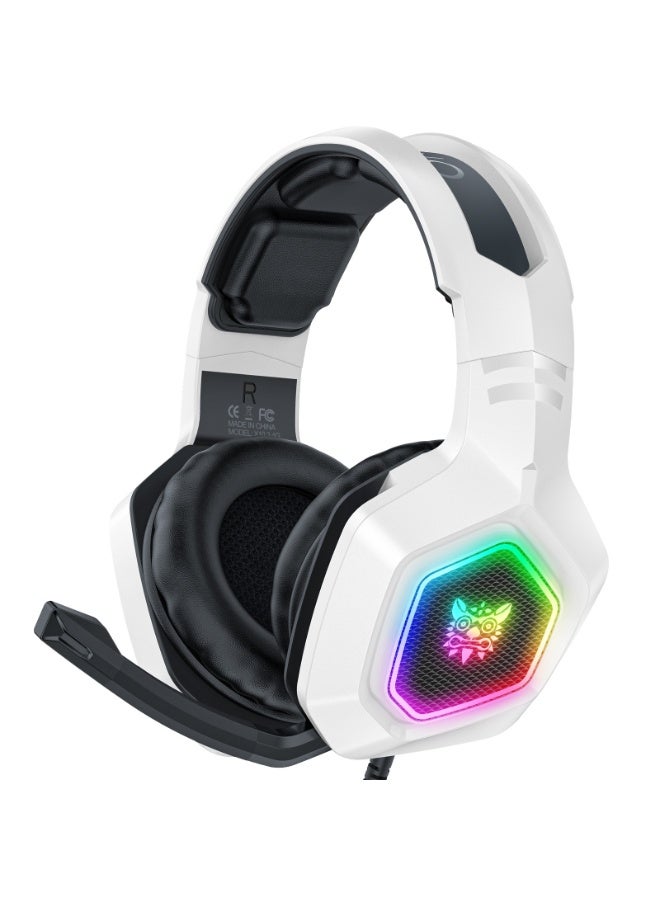 أونيكوما سماعة الألعاب السلكية K10 RGB مع ميكروفون أبيض - Image 1