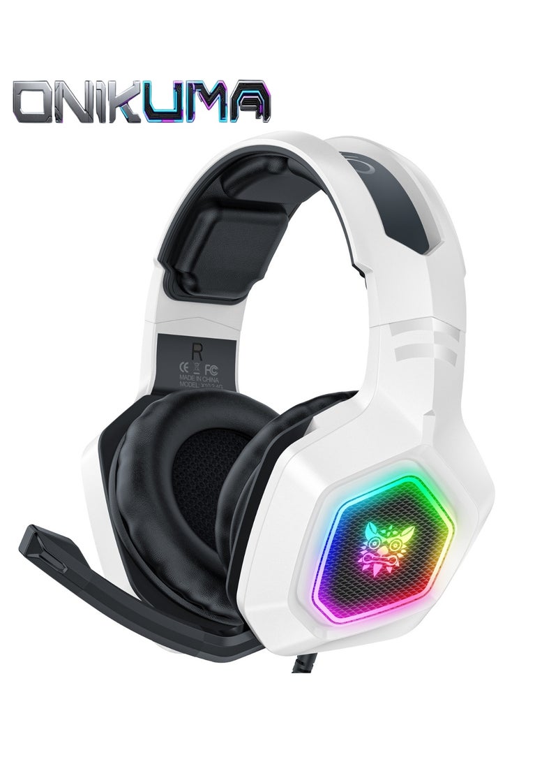 onikuma K10 RGB Gaming Wired Headset with Mic White - Image 1