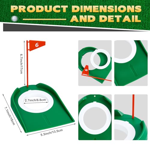 Sotiff 13 Golf Putting Practice Cup Hole Training Aids Golf Accessories Training Putters with Plastic Flag for Adult Office Garage Yard Indoor Outdoor Practice Red - Image 3