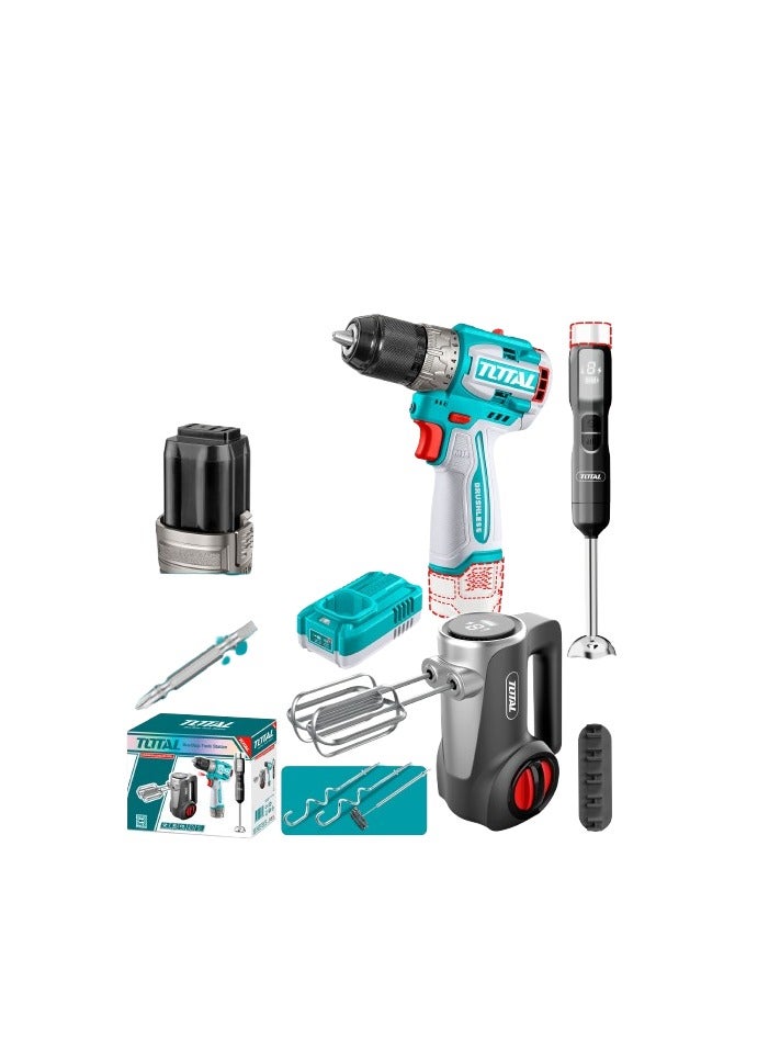 TOTAL Cordless 3 pcs combo kit Drill and Mixer with hand blender Tckli1638