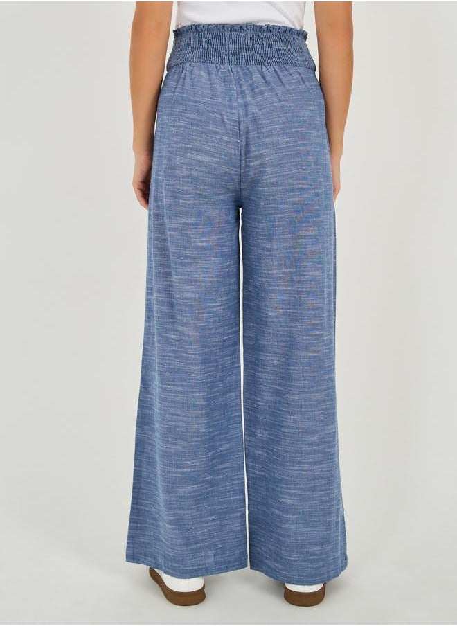 Styli Styli High Rise Smocked Waistband Wide Leg Pants  - Image 4