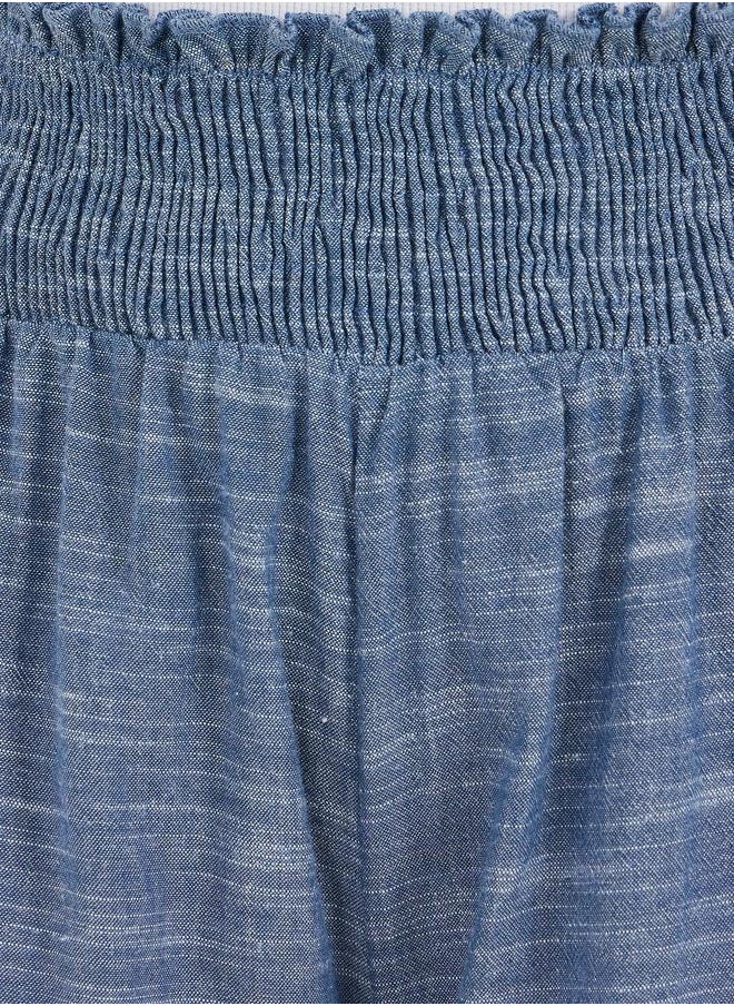 Styli Styli High Rise Smocked Waistband Wide Leg Pants  - Image 3