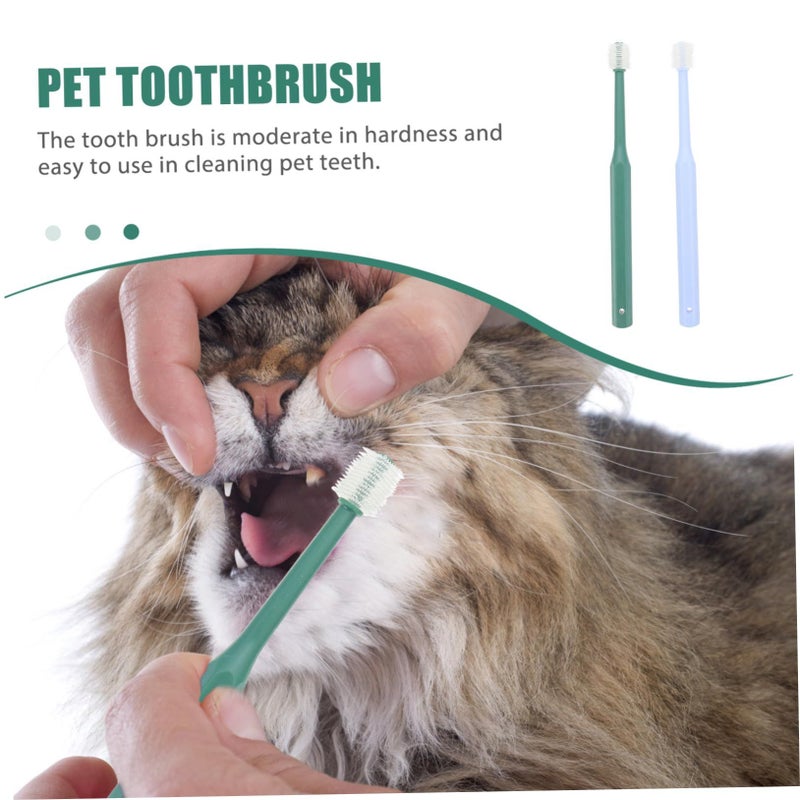2Pcs Dual Ended Pet Toothbrush Soft Bristles Non Slip Handle for Cats and Dogs - Image 4