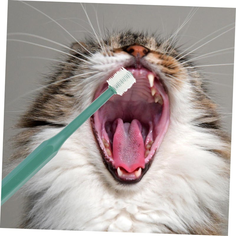 2Pcs Dual Ended Pet Toothbrush Soft Bristles Non Slip Handle for Cats and Dogs - Image 3