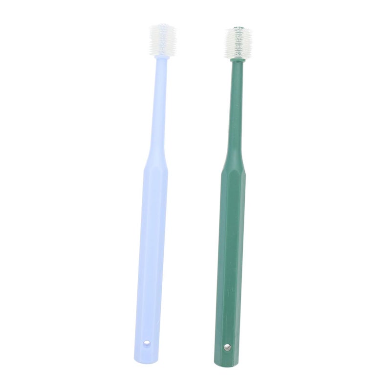 2Pcs Dual Ended Pet Toothbrush Soft Bristles Non Slip Handle for Cats and Dogs - Image 1