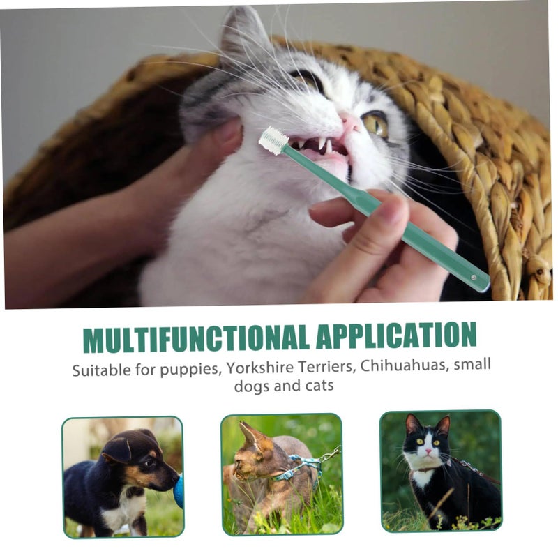 2Pcs Dual Ended Pet Toothbrush Soft Bristles Non Slip Handle for Cats and Dogs - Image 5