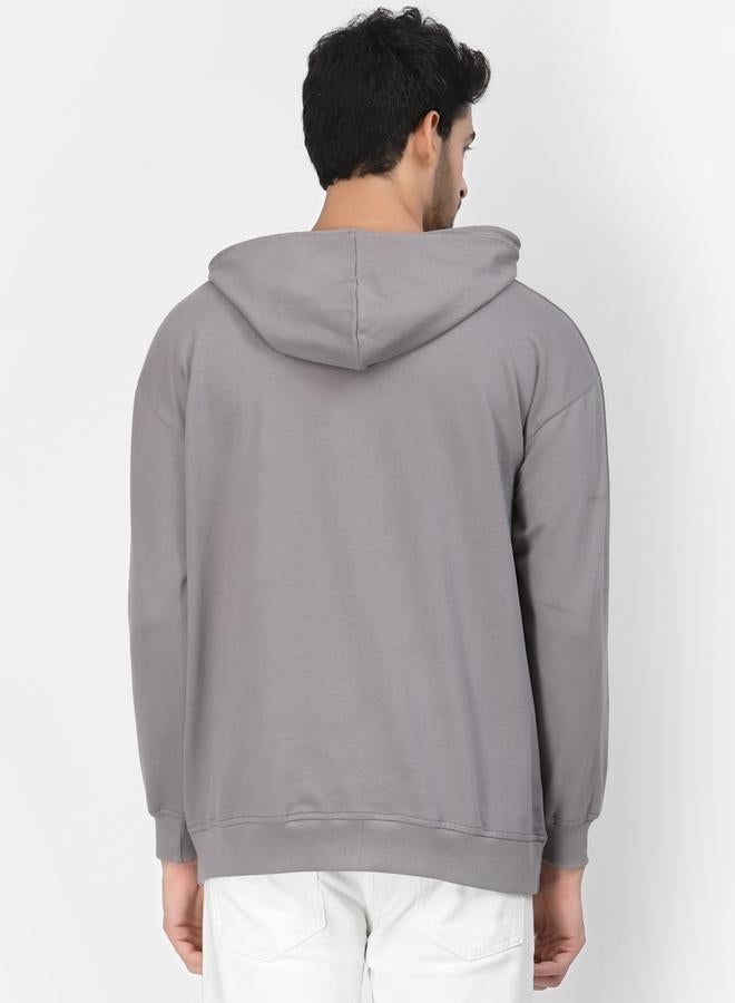 PAUSE Men Graphic Print Grey Hoodie - Image 5