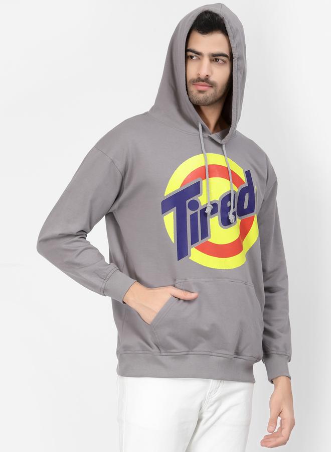 PAUSE Men Graphic Print Grey Hoodie - Image 4