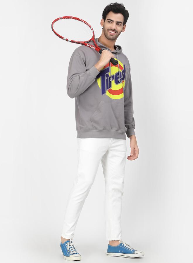 PAUSE Men Graphic Print Grey Hoodie - Image 2
