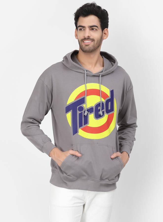 PAUSE Men Graphic Print Grey Hoodie - Image 3