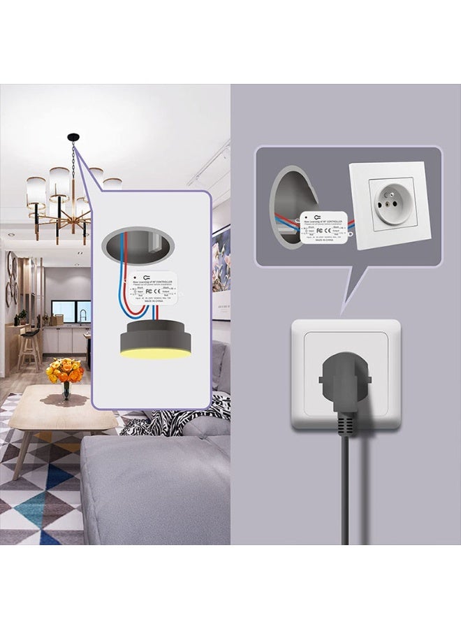 Wireless Light Switch and Receiver Kit RF433 Remote Control Switch No Wiring Needed 30 Meter Range Easy Install for Home Bedroom Bathroom Fan Light - Image 5