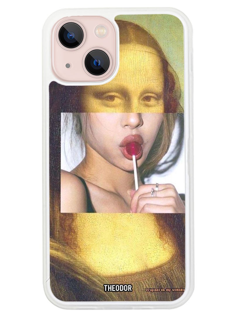Theodor Protective Case Anti Scratch Shock Proof Cover For APPLE IPHONE 14 Mona lisa lolipop (White Bumper) - Image 1