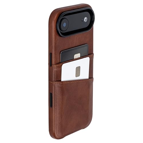 Dockem Card Case for iPhone 17 Air with Magnetic Mounting Plate, Camera Control Button, Wallet with 2 Holder Slots: M2 Exec Premium Synthetic Leather (Brown) - Image 2