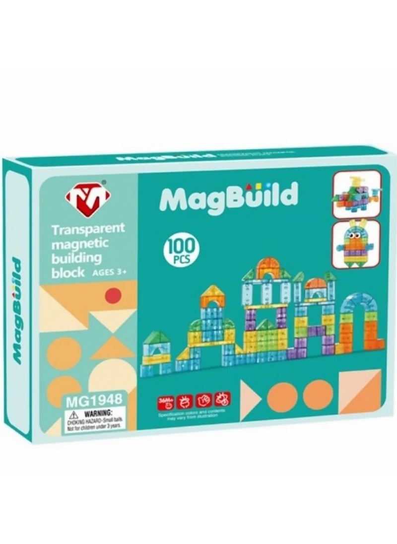 null - Magnetic Educational Building Blocks for Kids – 100 Pieces to Enhance Creativity and Engineering Thinking - Image 1