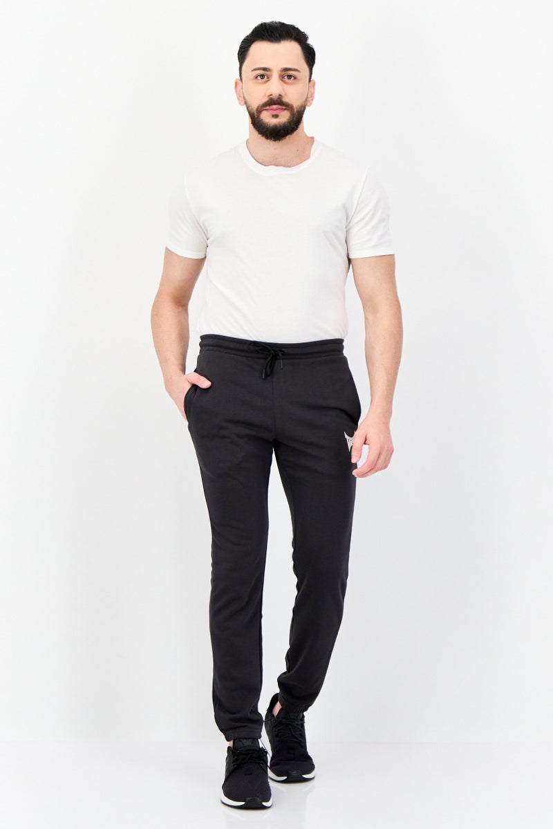 TapouT Men Regular Fit Drawstring Brand Logo Jogger Pants, Dark Grey - Image 4