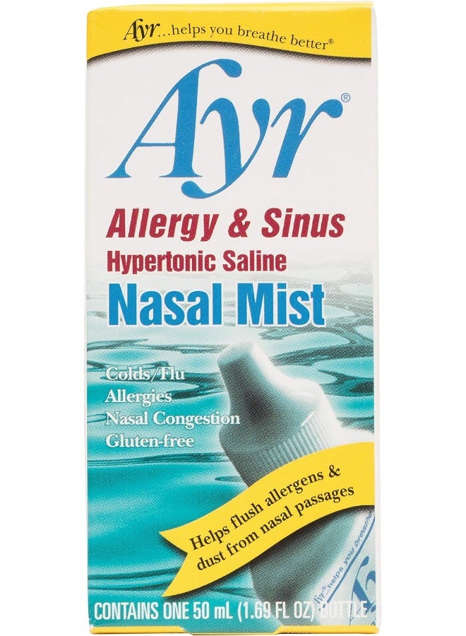 آير الحساسية والجيوب الأنفية مفرط التوتر المالحة رذاذ الأنف الأبيض 1.69 أوقية سائلة - Image 1
