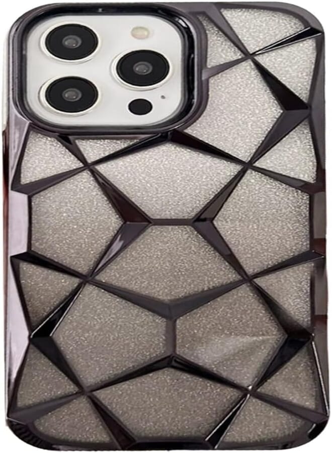 Next Next Store Glitter Gradient Design Case Compatible with iPhone 16 Pro Max - Shockproof Flexible Cover, Stylish and Shiny Design, Dual Use Transparent TPU Silicone - Fashion and Durable (Black)