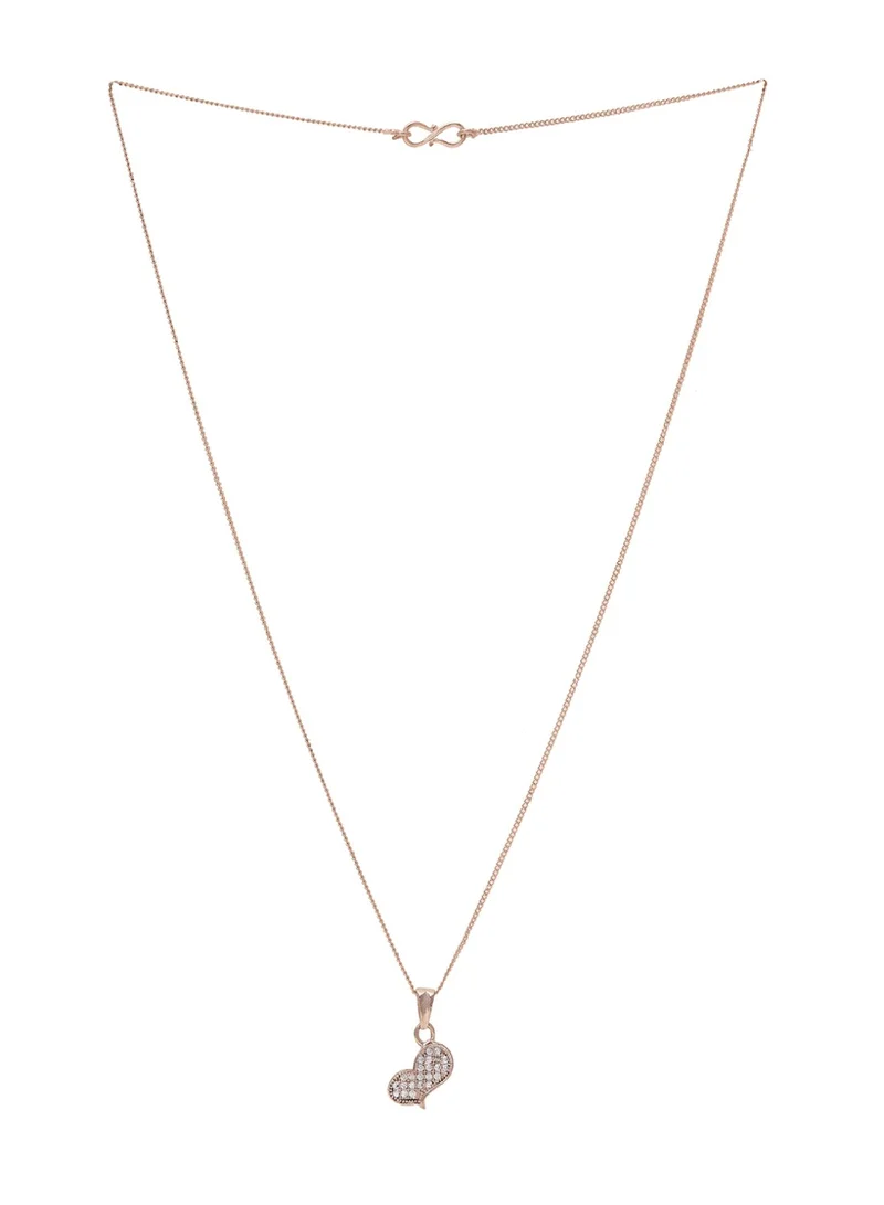 Priyaasi Rose Plated AD-Studded Pendant With Chain