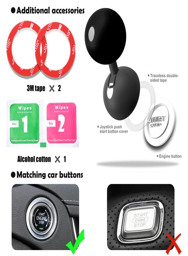Zerikwon 𝟯𝗠 Tape | Car Joystick Push Start Button Cover, Metal Push to Start Accessories, Car Starter Engine Start Stop Button Cover, Cool Car Accessories Interior Decor Push to Start Button Rocker,Black - Image 5