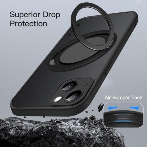 KARWAN Tough Shockproof Armor Back Case Cover Compatible with iPhone 14 Plus with 360 Degree Rotation Magnetic Attraction Ring Holder Heavy Duty Rugged Cover with Magnetic MagEase Wireless Charging - Image 4