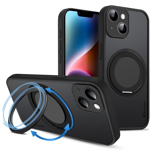 KARWAN Tough Shockproof Armor Back Case Cover Compatible with iPhone 14 Plus with 360 Degree Rotation Magnetic Attraction Ring Holder Heavy Duty Rugged Cover with Magnetic MagEase Wireless Charging - Image 1
