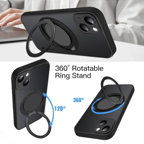 KARWAN Tough Shockproof Armor Back Case Cover Compatible with iPhone 14 Plus with 360 Degree Rotation Magnetic Attraction Ring Holder Heavy Duty Rugged Cover with Magnetic MagEase Wireless Charging - Image 3