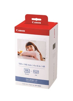 Canon Canon KP-108IN Color Ink Paper Set for Canon Selphy CP910/CP810 Photo Printer, 108 Sheets, White  - Image 1