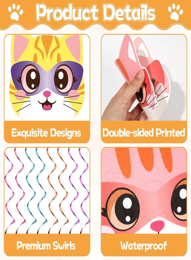 MinFyberd Super Theme Cartoon Cat Birthday Decorations Cute Cat Happy Birthday Banner Cartoon Cats Hanging Swirls Ceiling Streamer Decorations for Kids Boys Girls Baby Shower Party Supplies Favors Wall Decor - Image 3