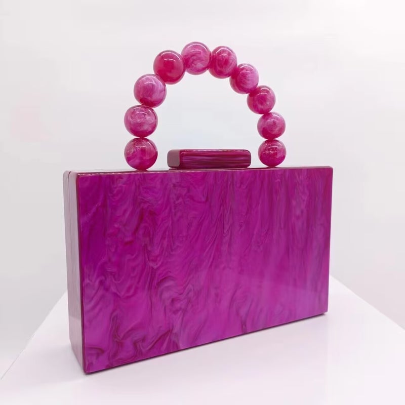 Fashionable And Elegant Women'S New Acrylic Evening Bag Beaded Wrist Handheld Wedding Dress Small Bag - Image 1