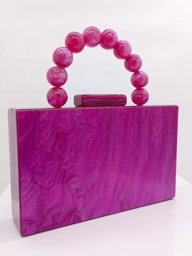 Fashionable And Elegant Women'S New Acrylic Evening Bag Beaded Wrist Handheld Wedding Dress Small Bag - Image 5