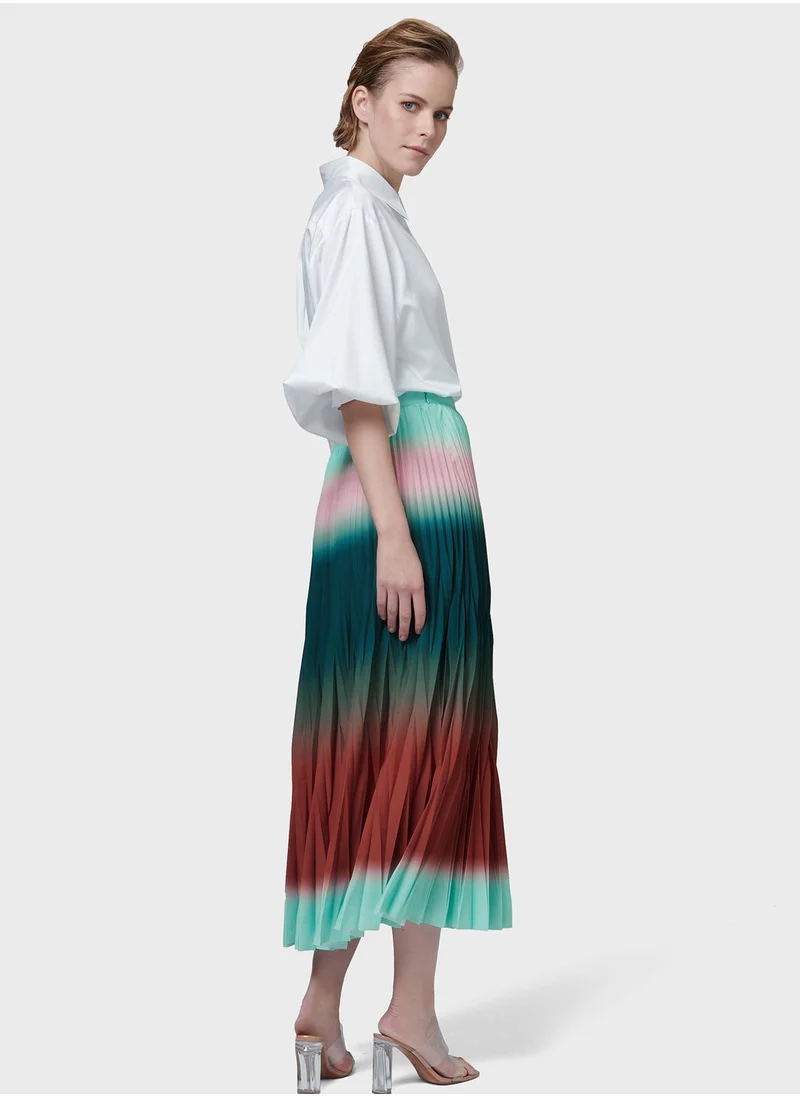 leem Tie-Dye Pleated Printed Skirt