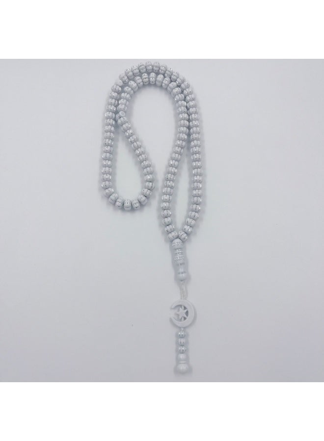 NIBEMINENT 99 Muslim Prayer Beads White/10mm 