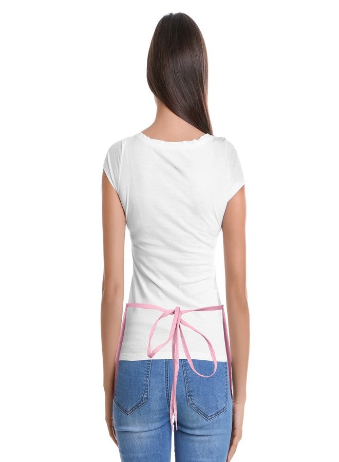DALIX Waist Aprons Commercial Restaurant Home Bib Spun Poly Cotton Kitchen (3 Pockets) (1, Pink) - Image 3