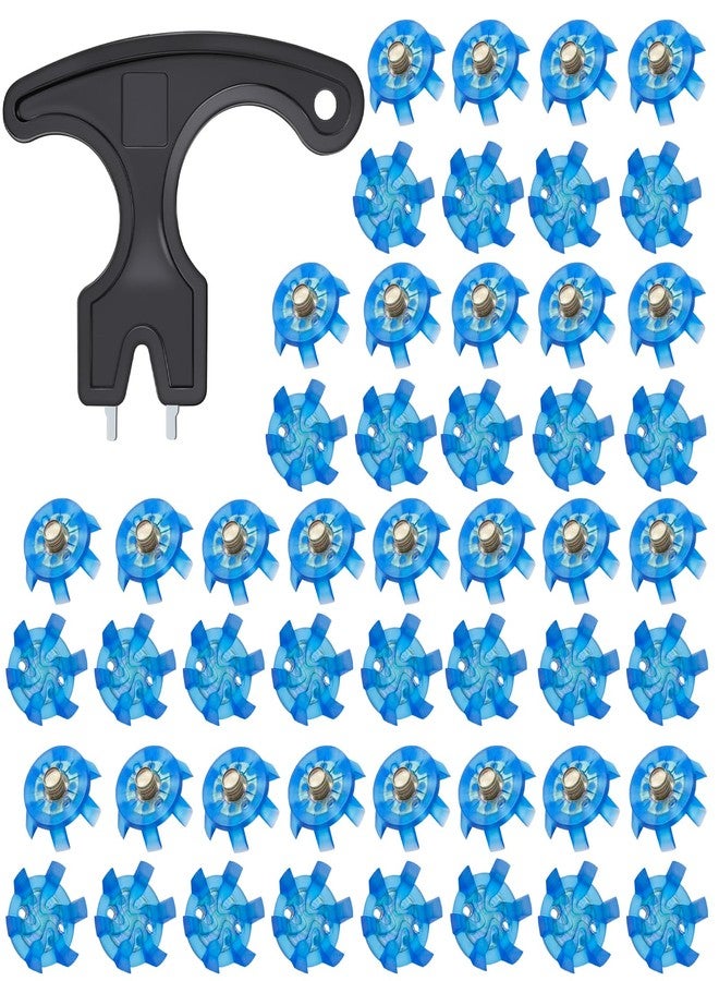 BAIRBRE 51Pcs Golf Spikes Set 50 Golf Shoe Spikes Replacements with 1 Black Cleats Spanner Metal Thread Screw 6 mm Dia Shoe Cleats Suitable for Use on Lawns or Golf Courses (Blue) - Image 1