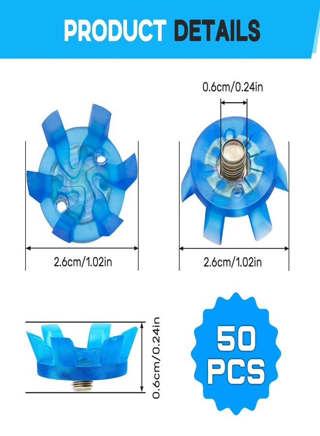 BAIRBRE 51Pcs Golf Spikes Set 50 Golf Shoe Spikes Replacements with 1 Black Cleats Spanner Metal Thread Screw 6 mm Dia Shoe Cleats Suitable for Use on Lawns or Golf Courses (Blue) - Image 2