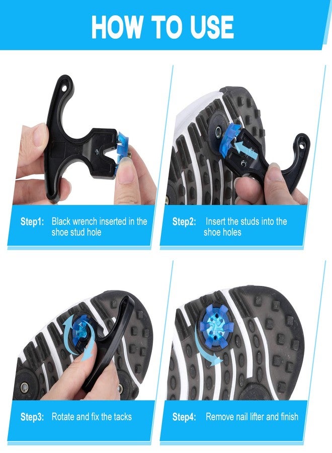 BAIRBRE 51Pcs Golf Spikes Set 50 Golf Shoe Spikes Replacements with 1 Black Cleats Spanner Metal Thread Screw 6 mm Dia Shoe Cleats Suitable for Use on Lawns or Golf Courses (Blue) - Image 3